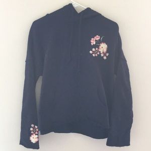 Navy Betsey Johnson Floral Embroidered Hoodie